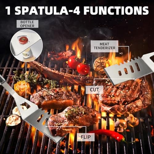11Pcs BBQ Accessories, Professional Stainless Steel BBQ Grill Tool Set, Portable Barbecue Utensil Set with Case, Birthday BBQ Gift for Men Backyard Outdoor Camping Barbecue Cooking Picnics — view 2