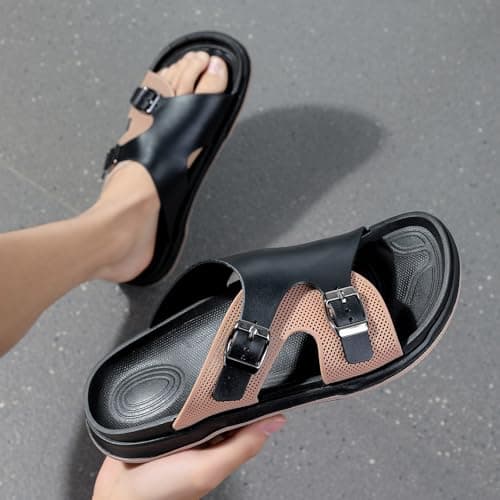 Unisex Soft Sole Non Slip Breathable Beach Slippers for Women Men, Lightweight Summer Sandals with Arch Support, Outdoor Casual Flip Flops for Pool Walking Travel, Size 6-12 (Brown, 8) — view 5