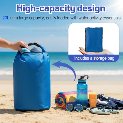 20L Waterproof Dry Bag, River Tracing Swimming Dry Sack with Roll Top Closure, Floating Bucket Bag for Kayaking Outdoor Camping Beach Hiking — view 2