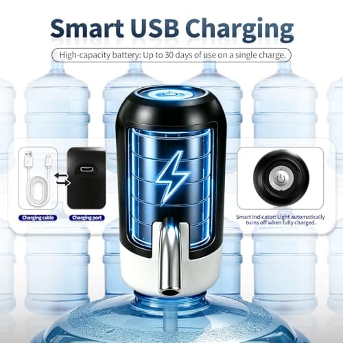 KaiPine Water Bottle Pump, USB Rechargeable, Fits 2-5 Gallon Bottles — view 3