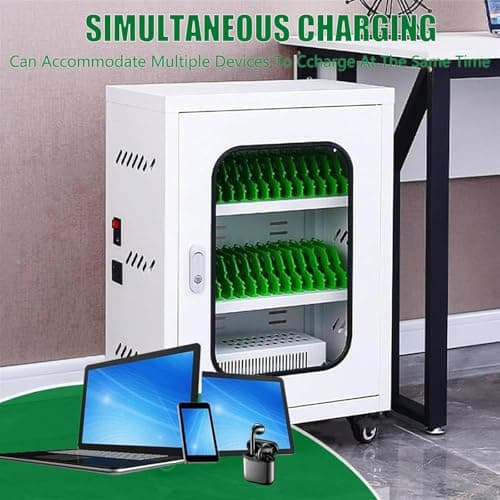 Mobile Charging Station with Lock, Multi-Port USB Charger on Wheels for Secure Device Management in Schools, Churches, and Airports — view 3