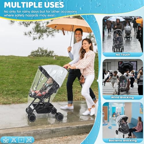 Orzbow Universal Rain Cover for Pushchair, Quick Access Window, Clear — view 6