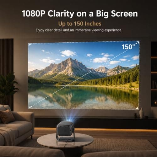 Outdoor Projector with WiFi & Bluetooth, Auto Focus Smart Short Throw — view 3
