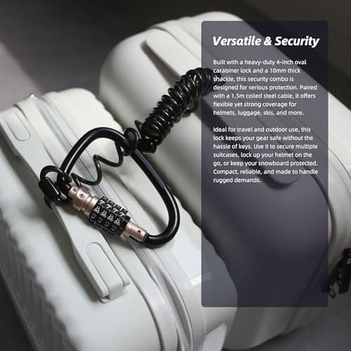 UP Security Combination Lock D Ring with Retractable Cable, 4 Digit Combo Lock for Helmet Safe, Backpack, Luggage Anti-theft, Stroller, Scooter, Gym Locker, Fence, Travel, Outdoor Use (D Ring, Golden) — view 6