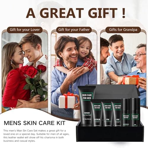 8pcs Men’s Skin Care Set, Anti-Aging Mens Skin Care Kit with Face Wash, Scrub, Moisturizer, Eye Cream, Serum & Shaving Kit for Wrinkle Defense, Firm Skin Protection Halloween & Christmas Gifts for Him — view 6