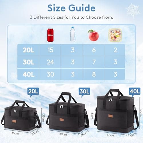 Lifewit Cooler Bag 30 Cans Collapsible and Insulated Large Lunch Bag Leakproof Soft Cooler Portable for Camping/BBQ/Family Outdoor Activities, Black — view 2