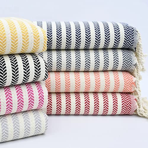 Blue Beach Turkish Towel Striped - 90 x180cm Large Turkish Hammam Peshtemal Towel - Super Absorbent, Quick Dry, Lightweight, Compact Towels for Swimming, Bath, Gym, Sauna and Travel (Sky Blue) — view 5