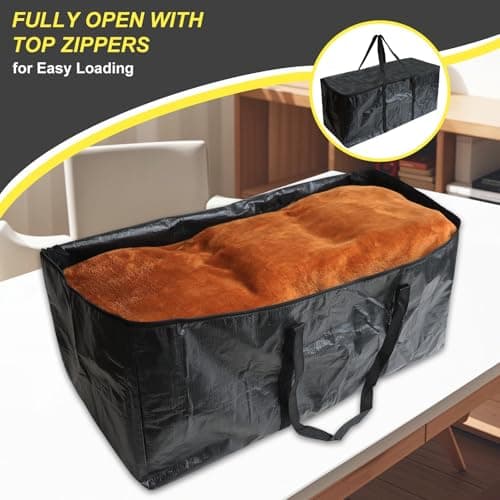 Heavy-Duty 85L Waterproof Storage Bags with Zipper - Pack of 6 Large Moving & Clothes Packing Bags(Black) — view 4