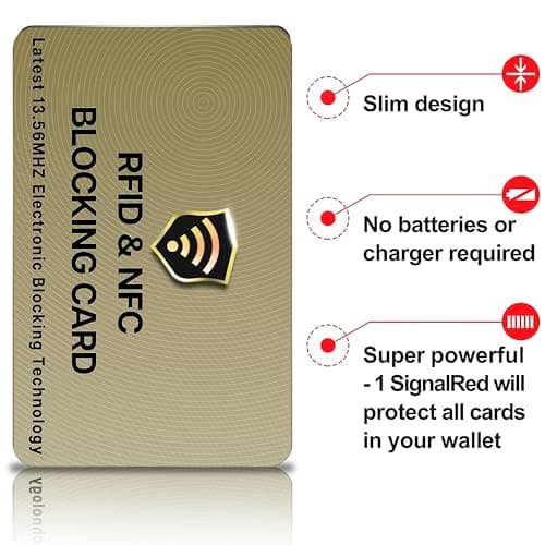 SAITECH IT RFID Blocking Card, 2 Pack Premium Contactless NFC Debit Credit Card Passport Shield Protector Blocker Set for Men & Women, Smart Slim Design Perfectly for Wallet/Purse - Golden — view 6
