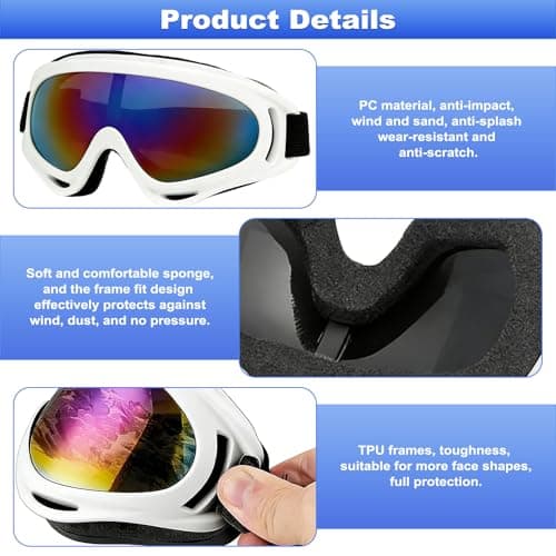 4 Colour Bike Motorcycle Goggles, UV400 Eyewear, Motocross Helmet Glasses — view 3