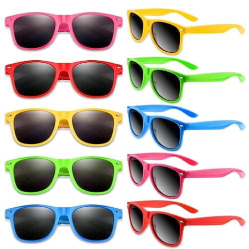 BOUBONI Colorful Party Sunglasses Bulk 20 Packs for Wedding Beach Summer Pool Party Supplies Goodie Bags Stuffers (Mixed Colors, Millimetres, 145)