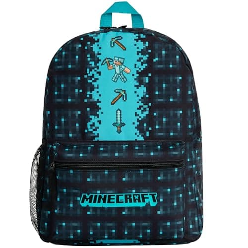 Minecraft Backpack for Kids Teenagers Gaming Rucksack School Bag Creeper Daypack Travel Bag for Days Out PE Sports Gamer Gifts (Blue)