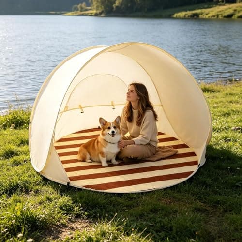 Pop-Up Beach Tent for 3-4 Person - Automatic Sun Shade Shelter Tent, Pop-Up Upf 50+ Uv Protection Sun Shelter Canopy with Mosquitonet, Portable Lightweight Uv Protection Beachtent (White) — view 3