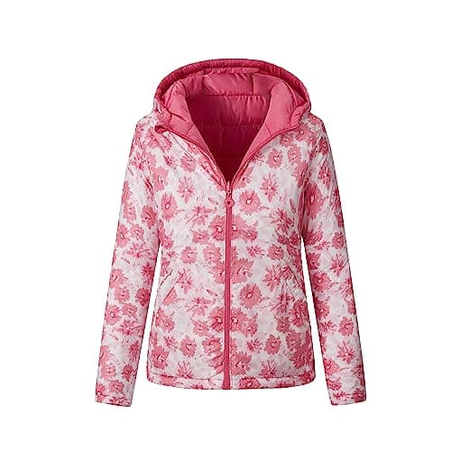 Vibes Womens Jacket Padded Hodded Coat Double sided Ladies Top Puffer Ladies Jackets with zipper (as8, alpha, m, regular, regular, Hot Pink) — view 2