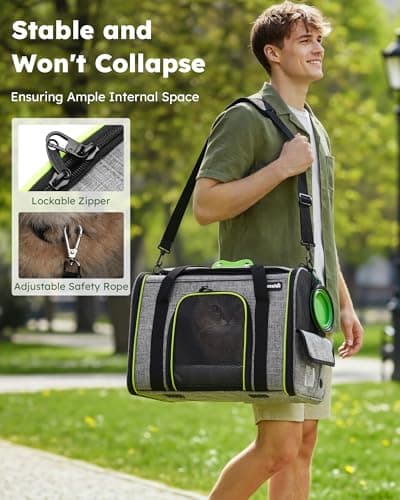 pecute® Cat Carrier Large with Removable Pet Nest up to 8kg, Foldable Cat Carrier Bag, Portable Dog Travel Bag, Breathable Mesh Fabric, Suitable for Car Travel, Bus, Subway,Picnic — view 6