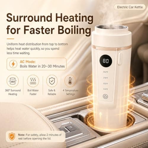 Car Travel Electric Kettle,400ml Heating Mug,12V-24V,316 Stainless Liner — view 5