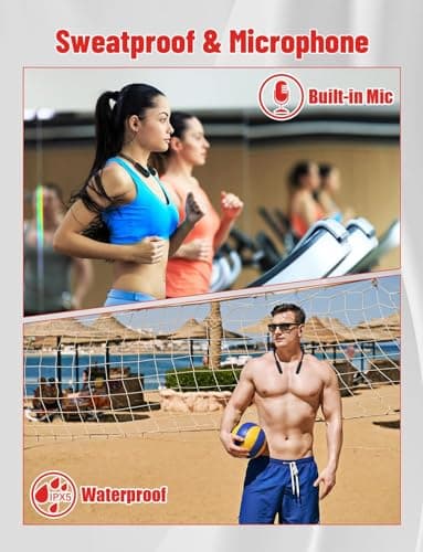 Neckband Bluetooth Headphones, 200H Long Playtime Wireless Stereo Neckband Earbuds with Microphone, Waterproof Noise-Isolating Neck Headphones in Ear Headset for Sports, Workout, Trips, Run, Office — view 2