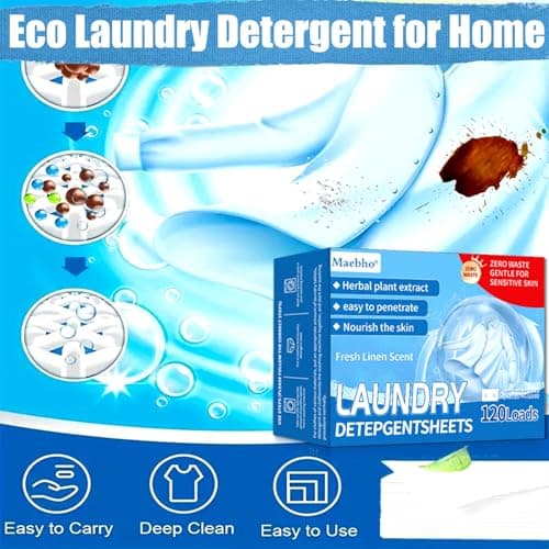 120PCS Laundry Detergent Sheets, 120 Loads, Laundry Detergent Non Bio for Sensitive Skin, Eco-friendly Non-Toxic Antibacterial Laundry Sheets, Ultra Concentrated for Machine & Hand Washing — view 2