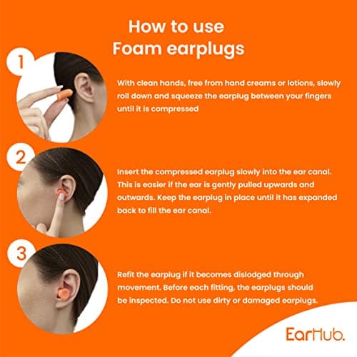 EarHub Premium Soft Foam Orange Earplugs 30 Pairs. Hearing Protection 34dB. Ear Plugs Best Used for Sleep. Also Used for Travel, Work, Study & Concerts — view 4