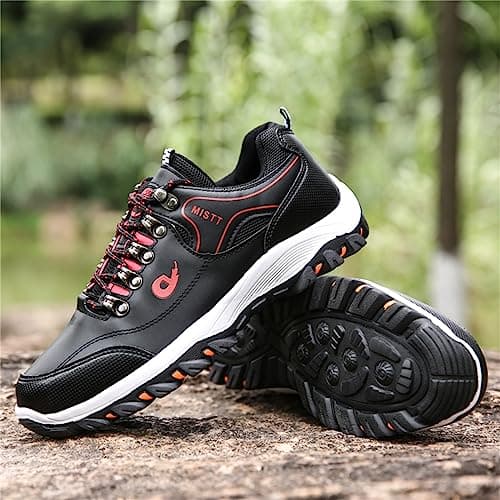 JiuQing Men's Hiking Shoes Low Rise Outdoor Travel Shoes Lightweight Casual Camping Walking Sneakers,Black,7 UK — view 5