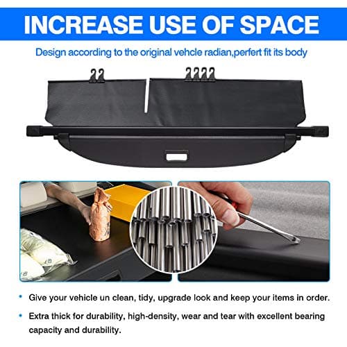 Powerty Only Fit for Cargo Cover Hyundai Tucson 2016 2017 2018 2019 2020 2021 Retractable Trunk Shielding Shade Cargo Luggage Cover Carbon Fiber Texture (Updated Version:no Gap) — view 5