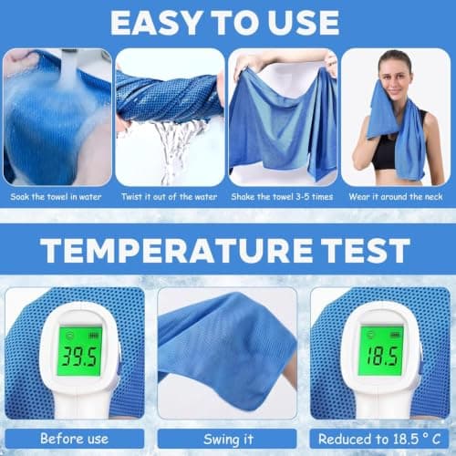 GUYAQ Set of 3 Cooling Towels, 90 * 30CM Cooling Towel, Quick-Drying Cooling Towel, Sports Towel, Microfibre Cooling Towels, Ice Towels for Fitness, Yoga, Hiking, Running, Travel (Purple, Grey, Blue) — view 4