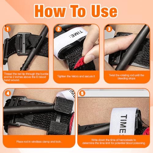 Mineup 6 Pack Tourniquet, 38 Inch Hemostatic Bandage, Outdoor Emergency Tourniquet, Tourniquet Emergency Strap, Portable Tourniquet First Aid, Tactical Emergency Strap for Camping Mount Outdoor Sports — view 4
