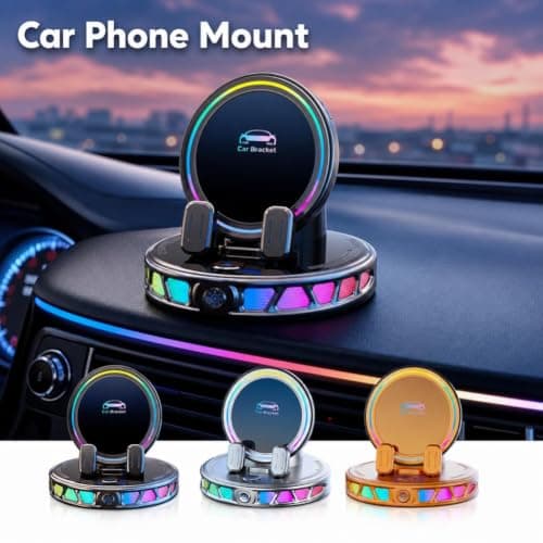 Electric Magnetic Wireless Charging Car Phone Mount with RGB Ambient Light,Auto Clamp 360° Rotation Strong Suction Cup Car Charger Holder,Universal Stable Vacuum Suction Phone Holder for Cars — view 2