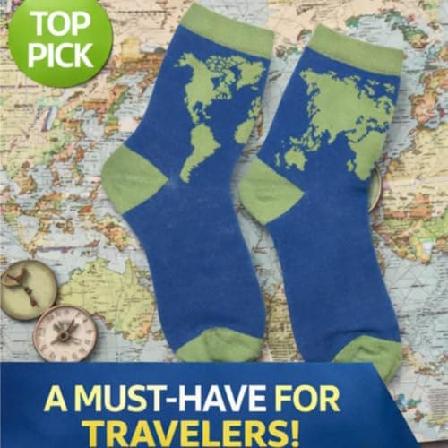 LND Gifts Womens Novelty Socks World Map Travel Geography Pattern Funny Crew Cotton Gift Socks Unisex Girls Boys Teens Size 3.5–8 UK — view 4