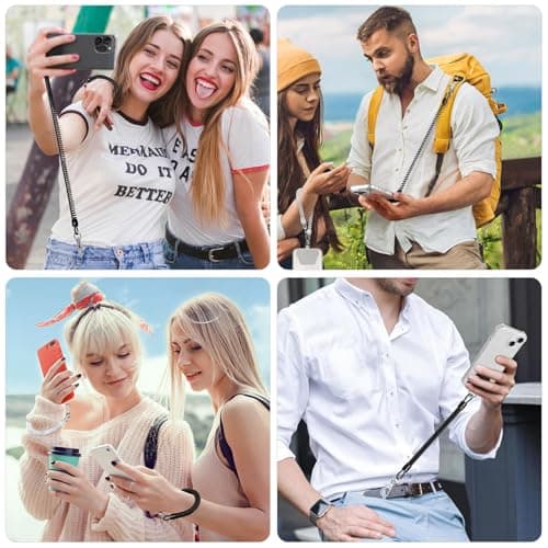 FeiatPogra 2 Pack Phone Tether with Coiled Anti Theft Phone Strap, Phone Lanyard Security Strap with Tether Tabs and Carabiner Clip for Bag, Backpack, Shopping, Travel and Daily Use — view 3