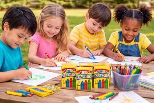 WF Graham 10 Pack Wax Crayons for Party Bags, Colouring Books & Kids Activity Packs – Assorted Coloured Crayons for Children’s Crafts, School Rewards, Parties & Events — view 6