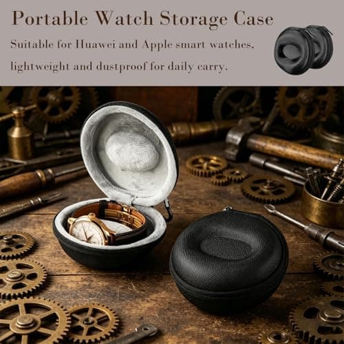 DXPETA Watch Travel Case, 4-Pack Black Velvet Watch Storage Boxes with Carabiner, Compact Watch Pouch Organiser for Travel, Outdoor and Gym Use, Secure Watch Box Accessories for Watch Collections — view 5