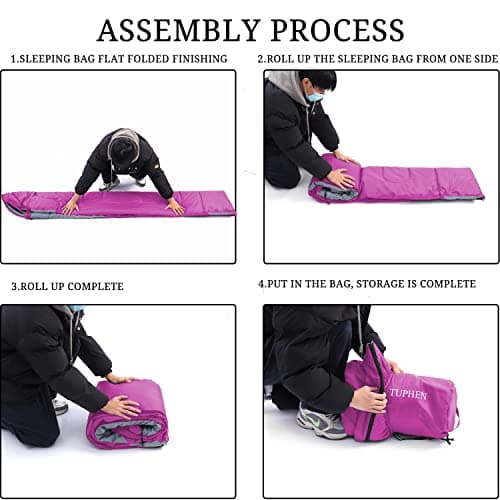 tuphen Sleeping Bag - 3-4 Seasons Camping Sleeping Bags for Adults for Hiking, Backpacking, Cold Weather & Warm Lightweight Travel Gear (Purple-gray, Single 86.61''x31.49'') — view 5