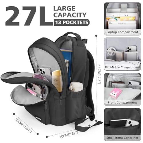 MOCOCITO Backpack for School School Bags Casual Daypacks for Girls and Boys Lightweight Backpack 15.6" Laptop Backpack large backpack college bag for Teenage Black Rucksack — view 2