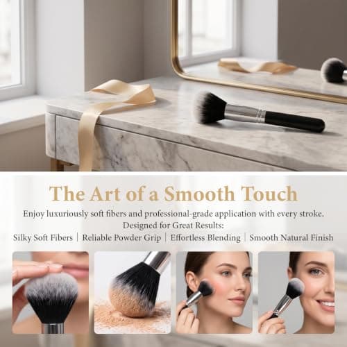 Foundation Brush Flat Top Kabuki, Liquid Makeup Blender Brush for Flawless Finish, Professional Synthetic Fibre Brush for Cream, Powder & Concealer, Travel-Size Makeup Tool — view 3
