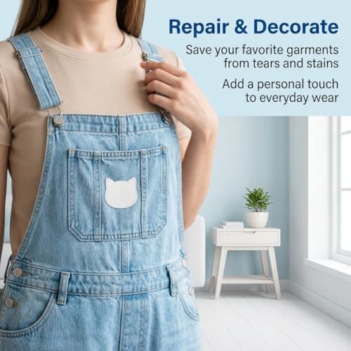 12 Pcs Fabric Repair Patches Cotton Premium Quality Iron on Repair Patches Cuttable White Repair Decorating Kit Clothes Patches Versatile Inside & Outside for Holes Pants Bags 7.5cm*10.5cm — view 6