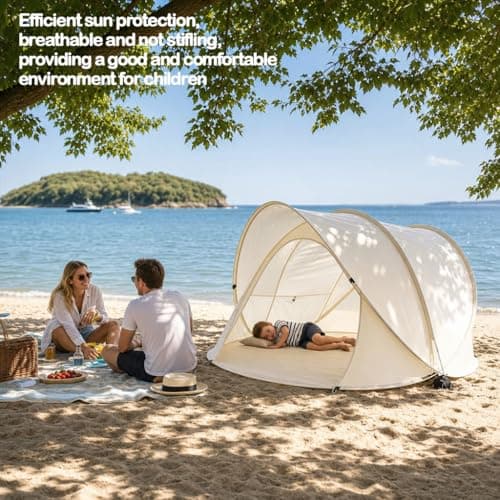Portable Pop-Up Beach Tent, Outdoor Sun and Rain Protection Foldable Beach Shelter with Spacious Space, Easy to Set Up for Beaches, Gardens & Picnics — view 5