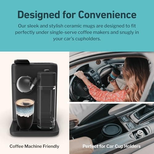 NOVA CERAMICS Travel Mug - Ceramic Travel Mug with Lid – Travel Coffee Mug Unique to Go Cup – Microwave & Dishwasher Safe Coffee Tumbler - Gifts for Women Men Him Her – 355ml - Monsoon — view 6