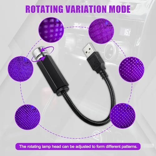 Car Roof Lights,LED Ceiling Star Night Light,Mini LED Projection Lamp Star Night,USB Interior Atmosphere Light, Starlight Roof Kit for Car,Romantic Star Projector for Auto,Ceiling, Bedroom,Party — view 4