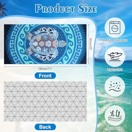 Zocipro Microfibre Beach Towels for Adults 180x90cm – Quick Drying, Sand Free & Lightweight – Reusable Soft Towels for Pool, Gym, Camping & Travel — view 2