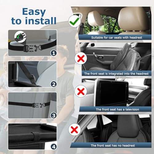 Oneyus 2 Pack Car Seat Organiser with Folding Table, Car Organiser Back Seat for Kids, Waterproof Car Storage for Keeping Car Tidy, Kick Protector, Tablet Storage Pockets (Black) — view 5