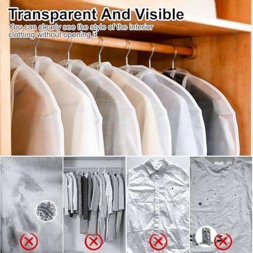 6 Pcs Long Garment Bags 60x100cm Waterproof Zip Clothes Covers — view 6