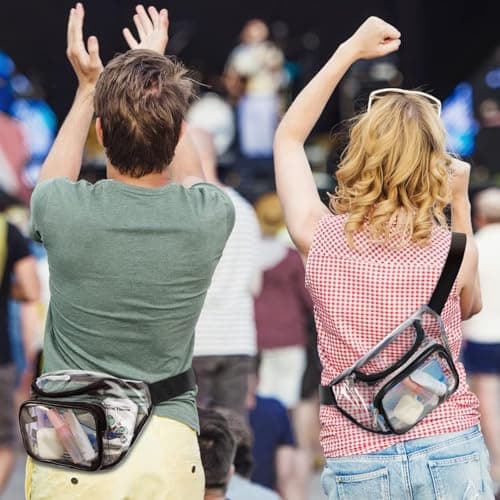 Clear Bum Bag,Stadium Approved Bumbag Fanny Pack Transparent Money Belt Waist Bag Holographic for Men Boys Running Hiking Travel Sports Grey — view 2
