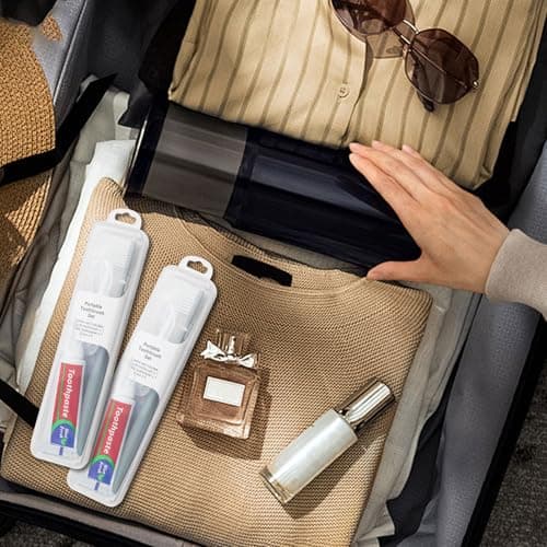 Toothbrush Toothpaste Set, Travel Toothbrush Set with 5 Floss Picks, Travel Toothbrush Set Case, Individually Packaged, Suitable for Home, Travel, Hotel (4-Pack) — view 3