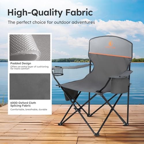 LET'S CAMP Set of 2 Folding Camping Chairs for Adults Supports 120kg Grey — view 6