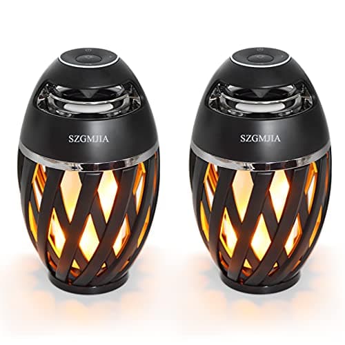 SZGMJIA 2-Pack Led Flame Speakers, Flame Torch Atmosphere Speaker Bluetooth 4.2 Wireless Portable Outdoor HD Audio Waterproof Speaker with LED Flickers Warm Night Lights for iPhone/iPad/Android