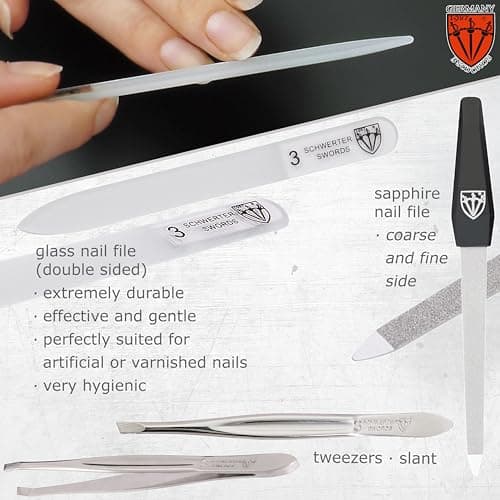 3 Swords Germany - brand quality 8 piece manicure pedicure grooming kit set for daily nailcare genuine leather case black in gift box - Made by 3 Swords — view 4