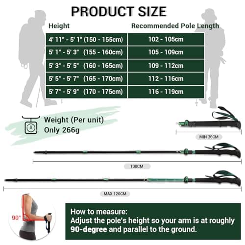 TheFitLife Folding Trekking Poles for Hiking, lightweight Walking Stick — view 4