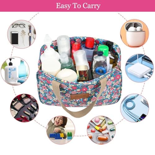 wordmouk Toiletry Bag Large Hanging Travel Wash Storage Bag Makeup Cosmetic Organiser Bags with Zippers Portable Waterproof Gym Shower Bathroom Make up Organizer for Women Girls Ladies, Pink Rose — view 4