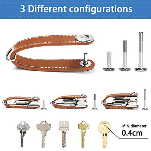 flintronic Key Organizer | Genuine Leather Keychain| Pocket Smart Key Holder with Gift Box Stylish, Functional & Practical (Holds 7-9 Multiple Keys) - Black&Brown — view 3